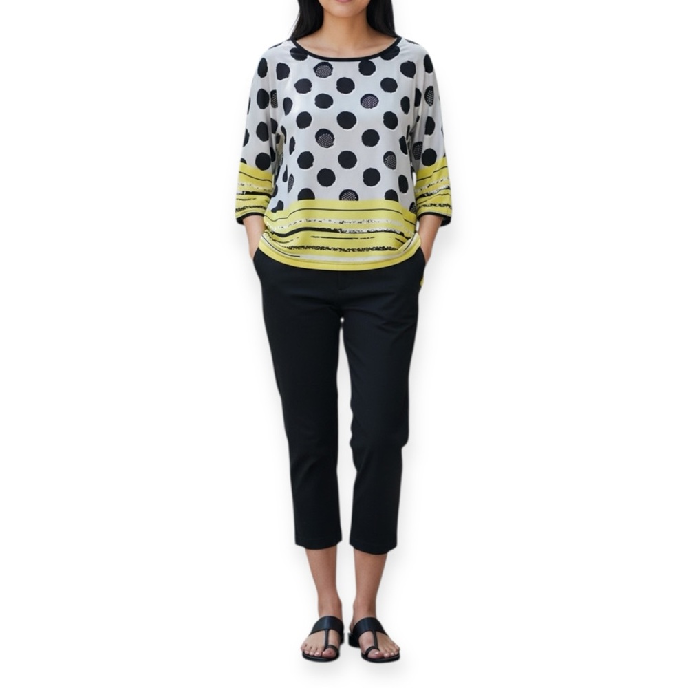 Stylish Black and Yellow Polka Dot Blouse